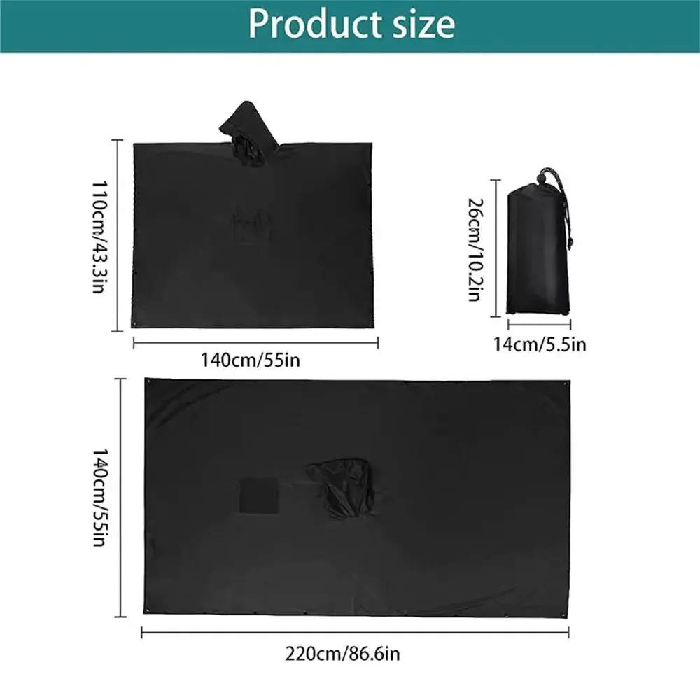 3 In 1 Outdoor Raincoat Hooded Sleeve Waterproof Rain Poncho Camping fishing