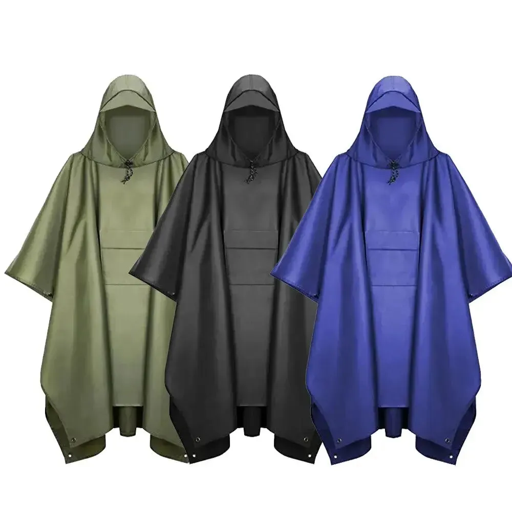 3 In 1 Outdoor Raincoat Hooded Sleeve Waterproof Rain Poncho Camping fishing