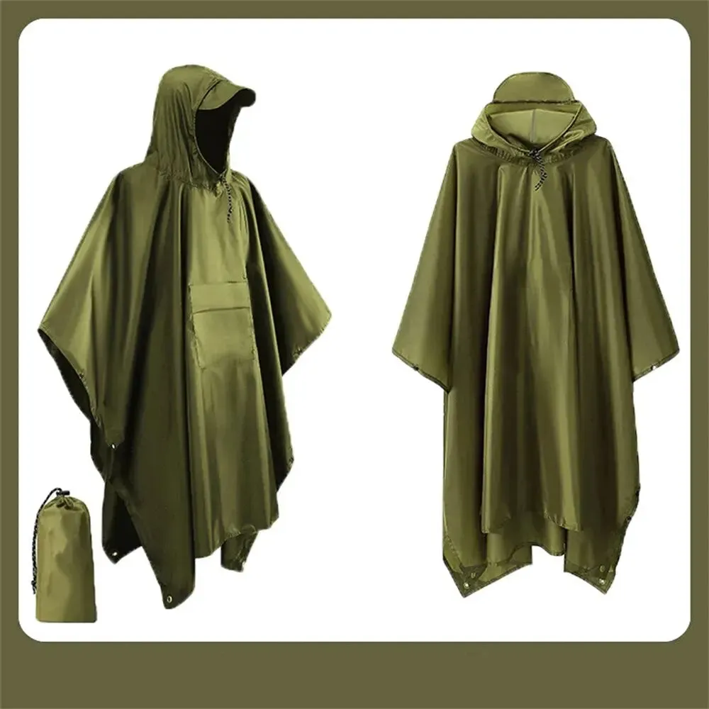 3 In 1 Outdoor Raincoat Hooded Sleeve Waterproof Rain Poncho Camping fishing