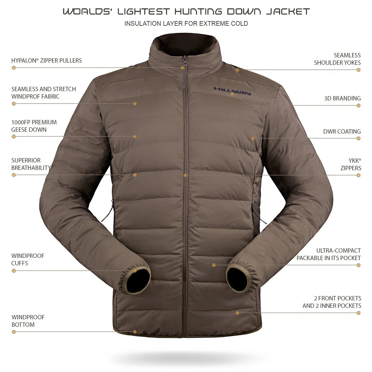4IL Hunting Down Jacket - Packable Puffy Coat - 1000FP Puffer