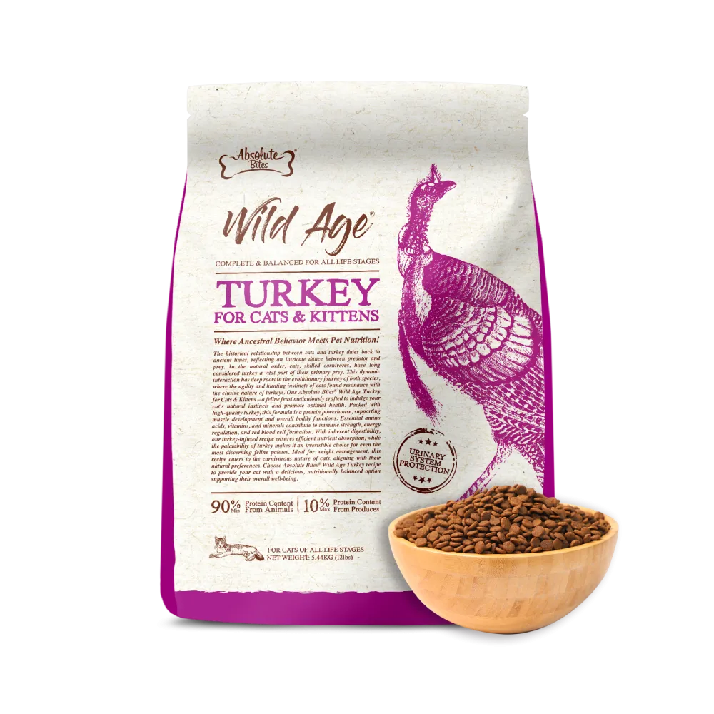 Absolute Bites Wild Age Cat Turkey Complete & Balanced For All Life Stages 12lbs