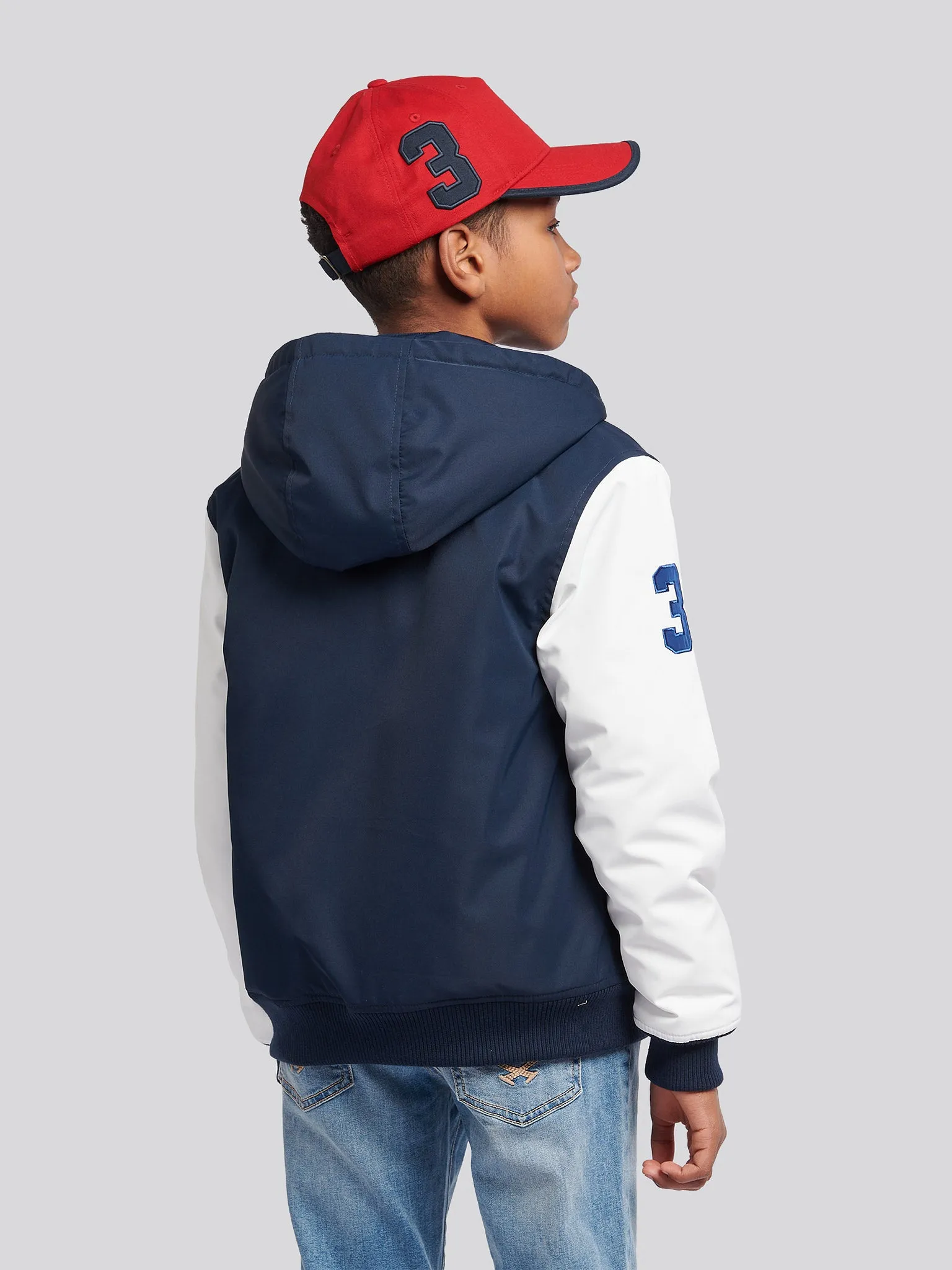 Boys Player 3 Bomber Jacket in Dark Sapphire Navy