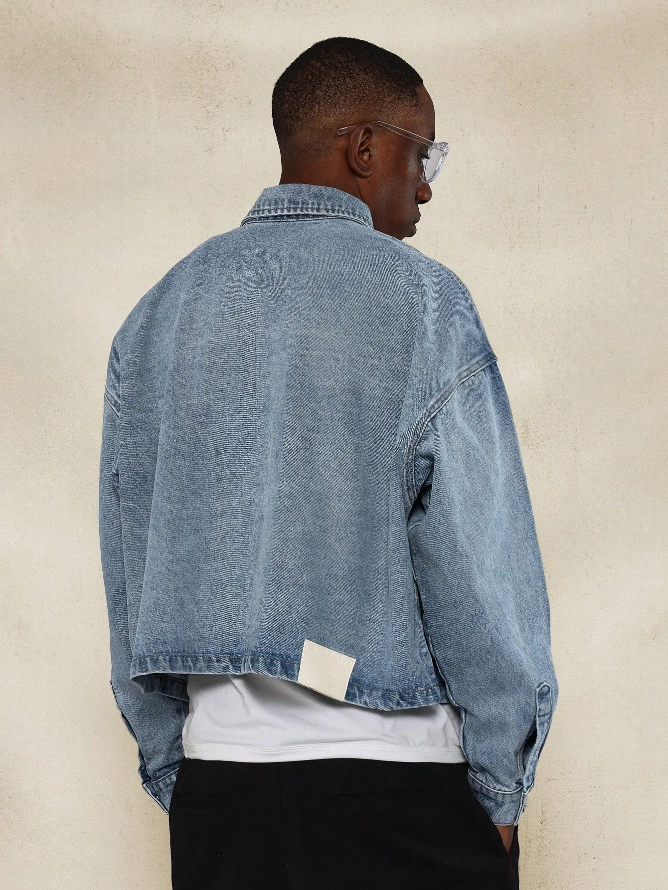 Cropped Long Sleeve Denim Shirt