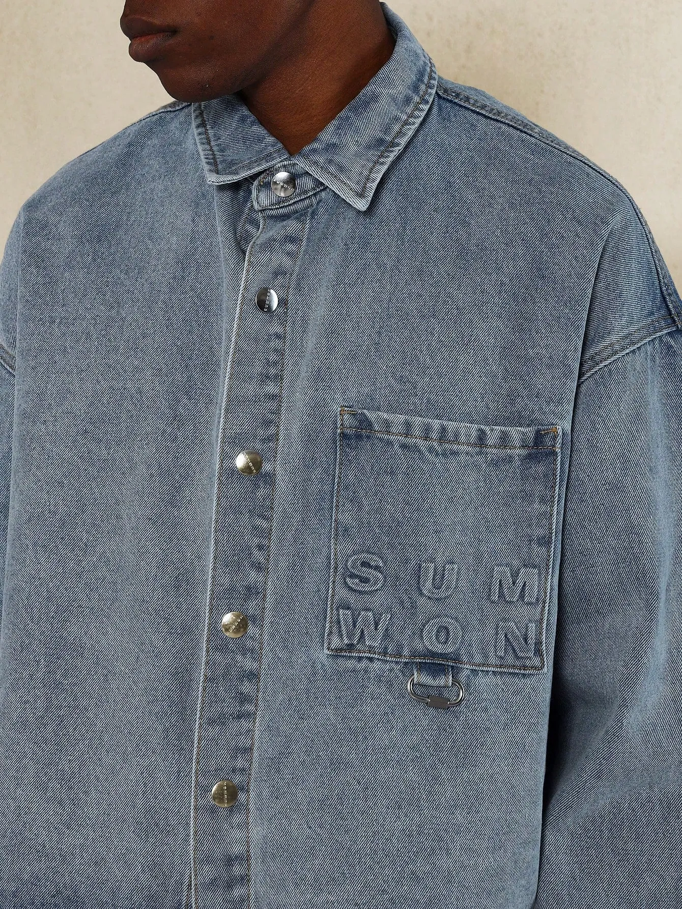 Cropped Long Sleeve Denim Shirt