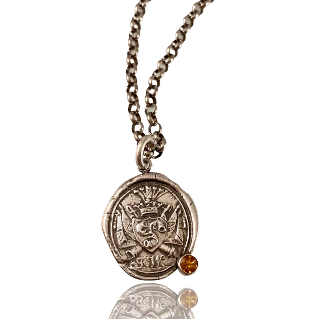 Crown Shield Gemstone Necklace