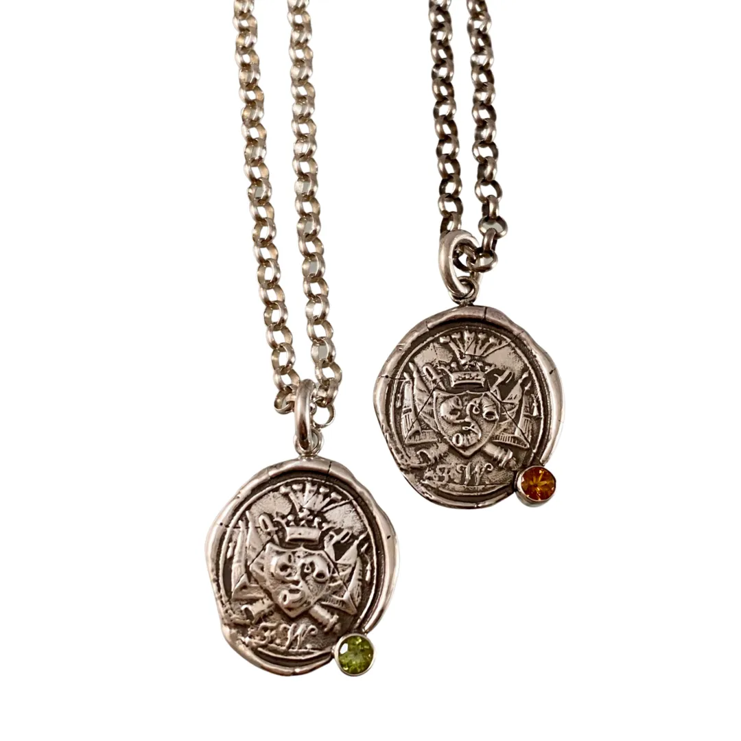 Crown Shield Gemstone Necklace