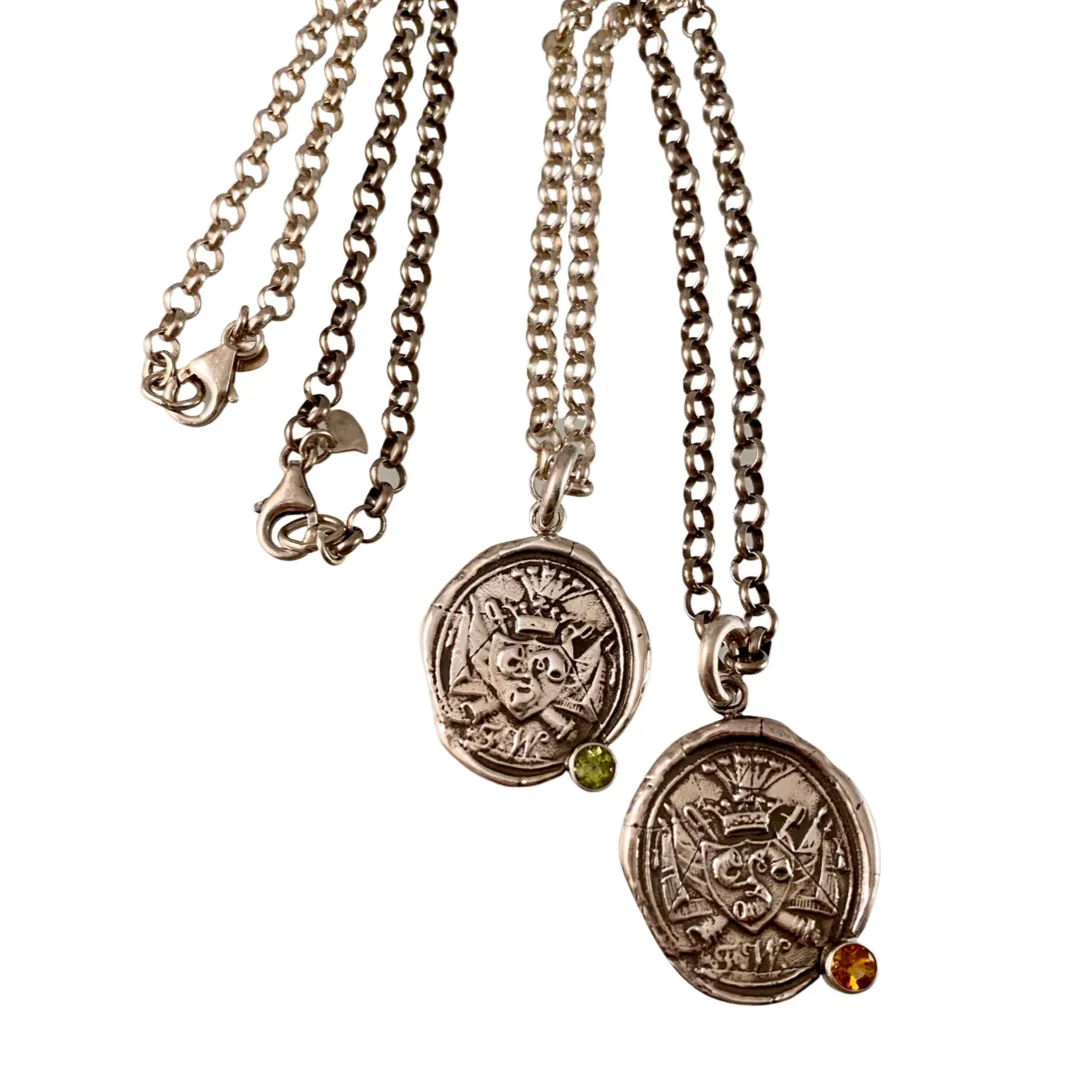 Crown Shield Gemstone Necklace