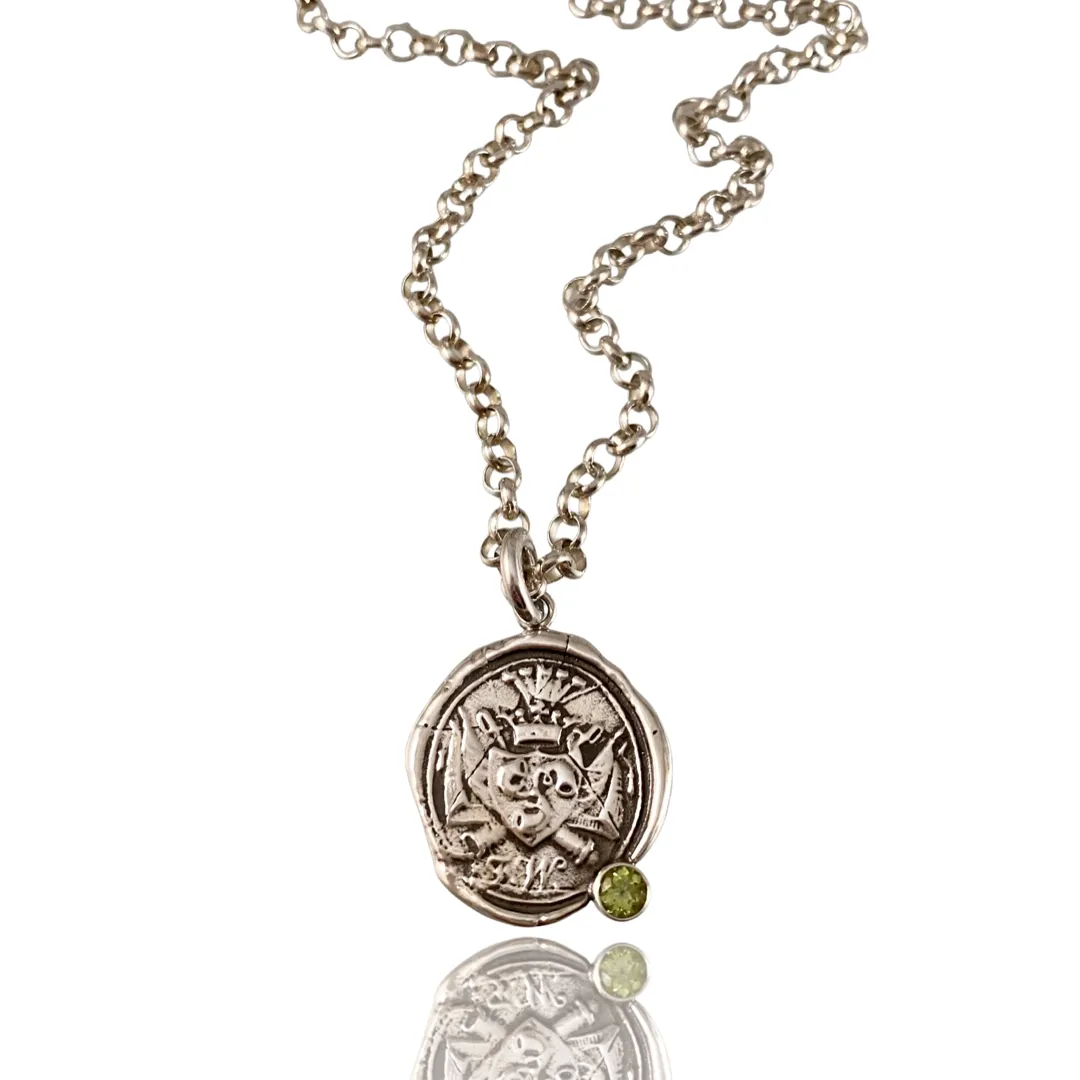 Crown Shield Gemstone Necklace