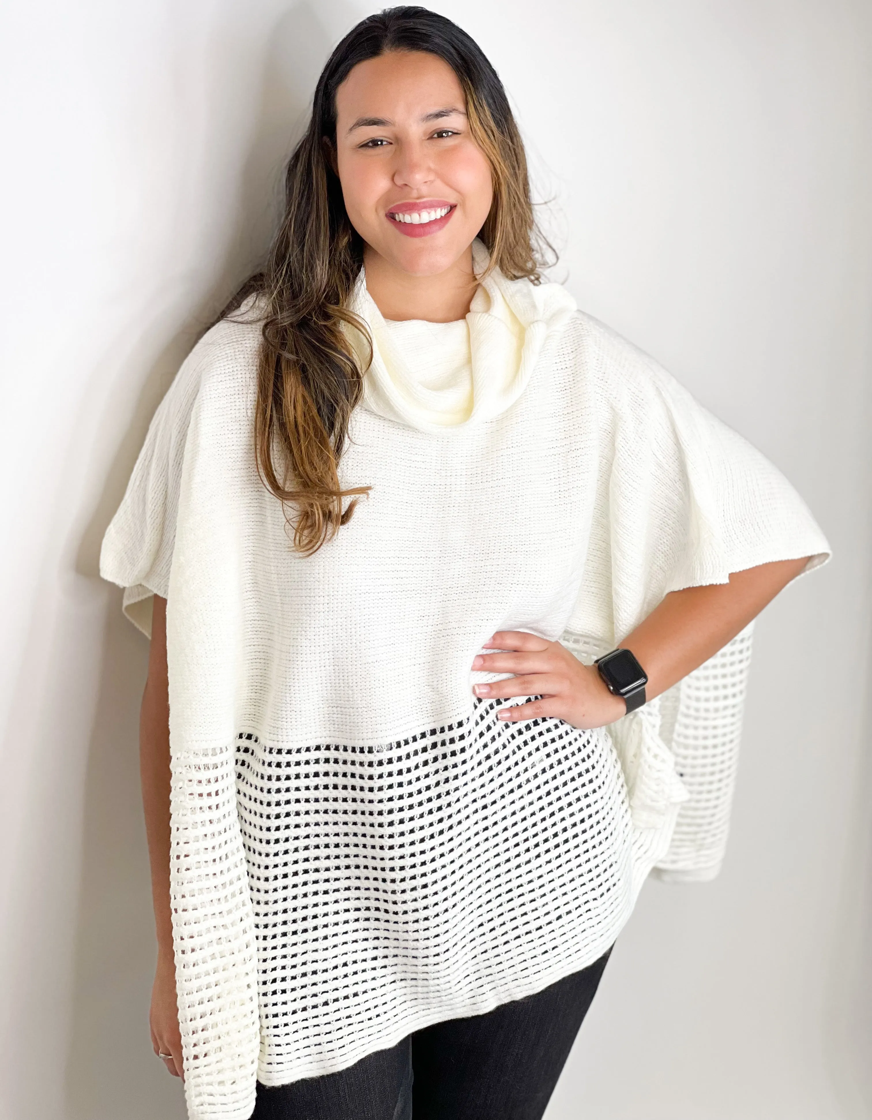 #ET6056 SUGAR & SPICE COWL NECK PONCHO