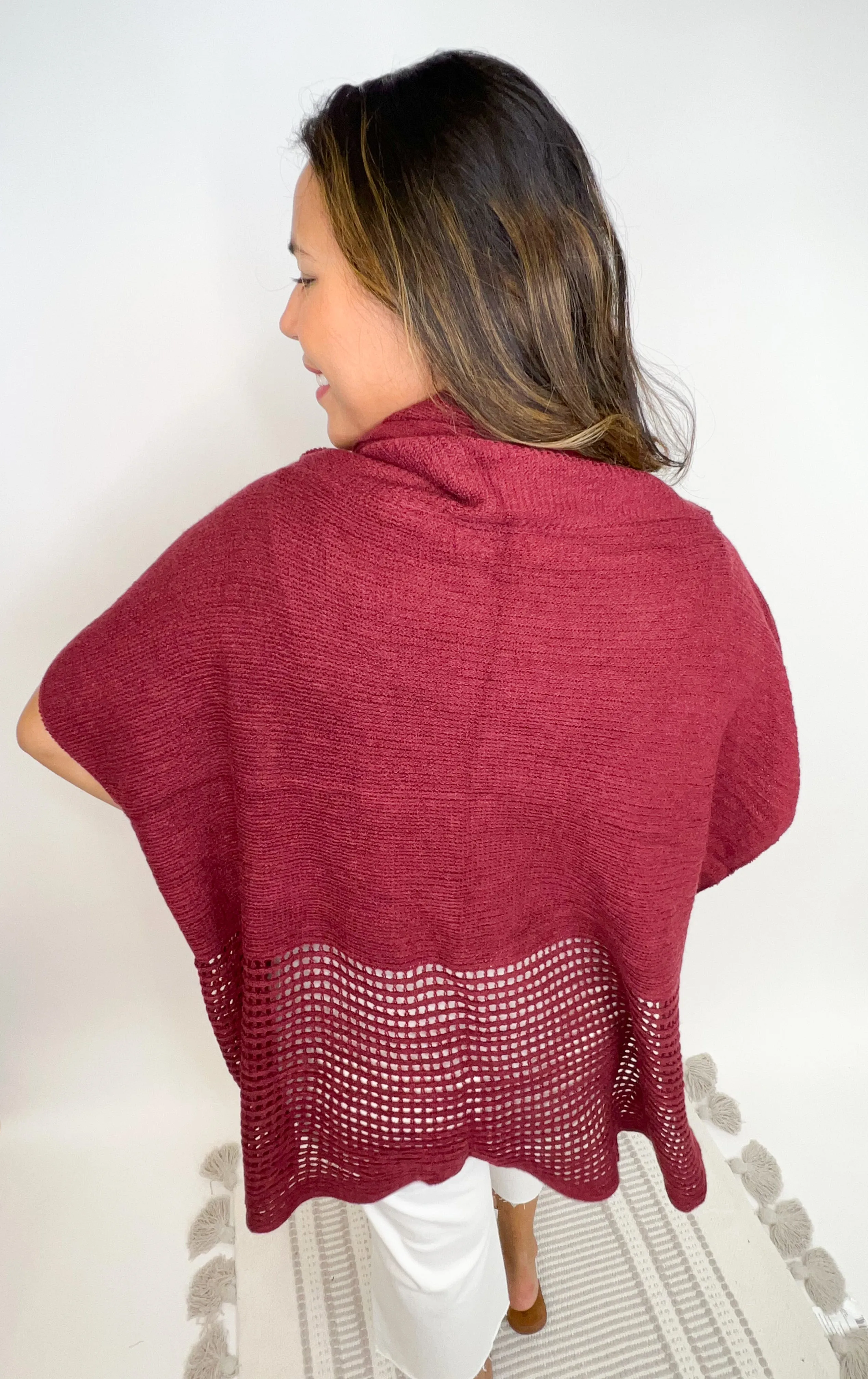 #ET6056 SUGAR & SPICE COWL NECK PONCHO