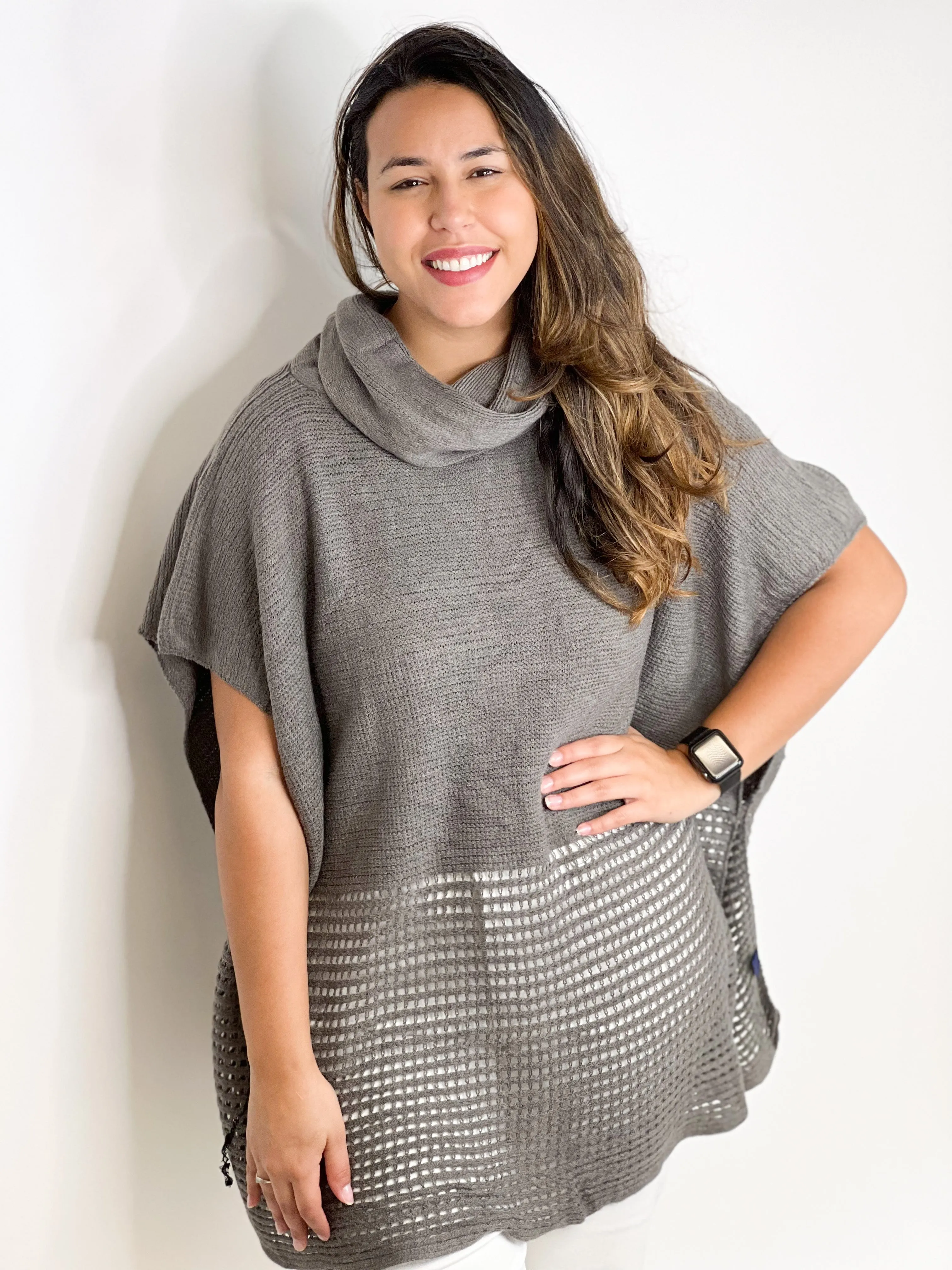 #ET6056 SUGAR & SPICE COWL NECK PONCHO