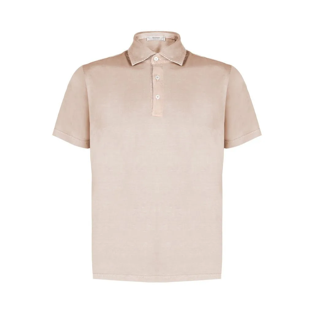 FERRANTE Cotton Short Sleeve Polo BEIGE