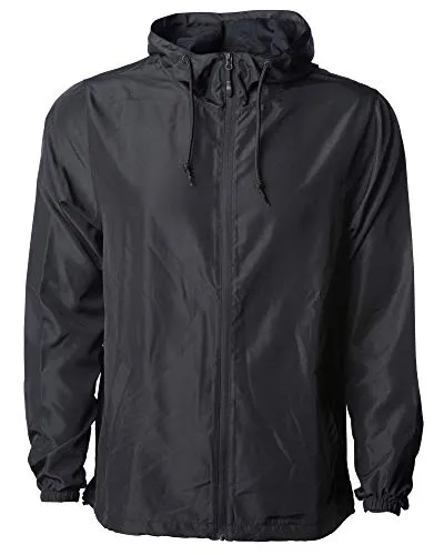 Global Blank Men’s Lightweight Windbreaker Winter Jacket Water Resistant Shell Black