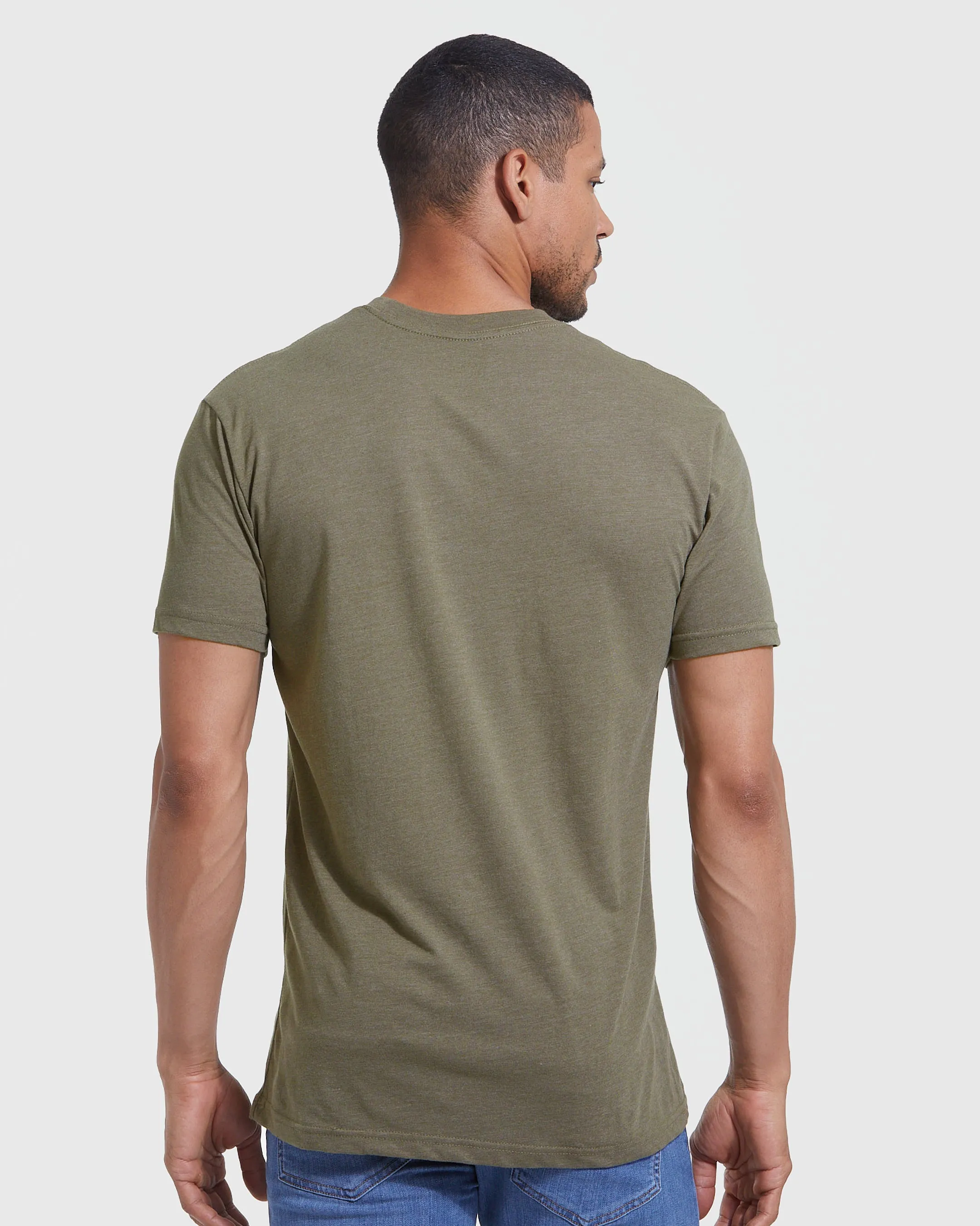 Heather Military Green Short Sleeve Crew Neck Tee