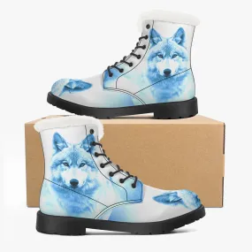 Hunting Wolf Faux Fur Leather Boots