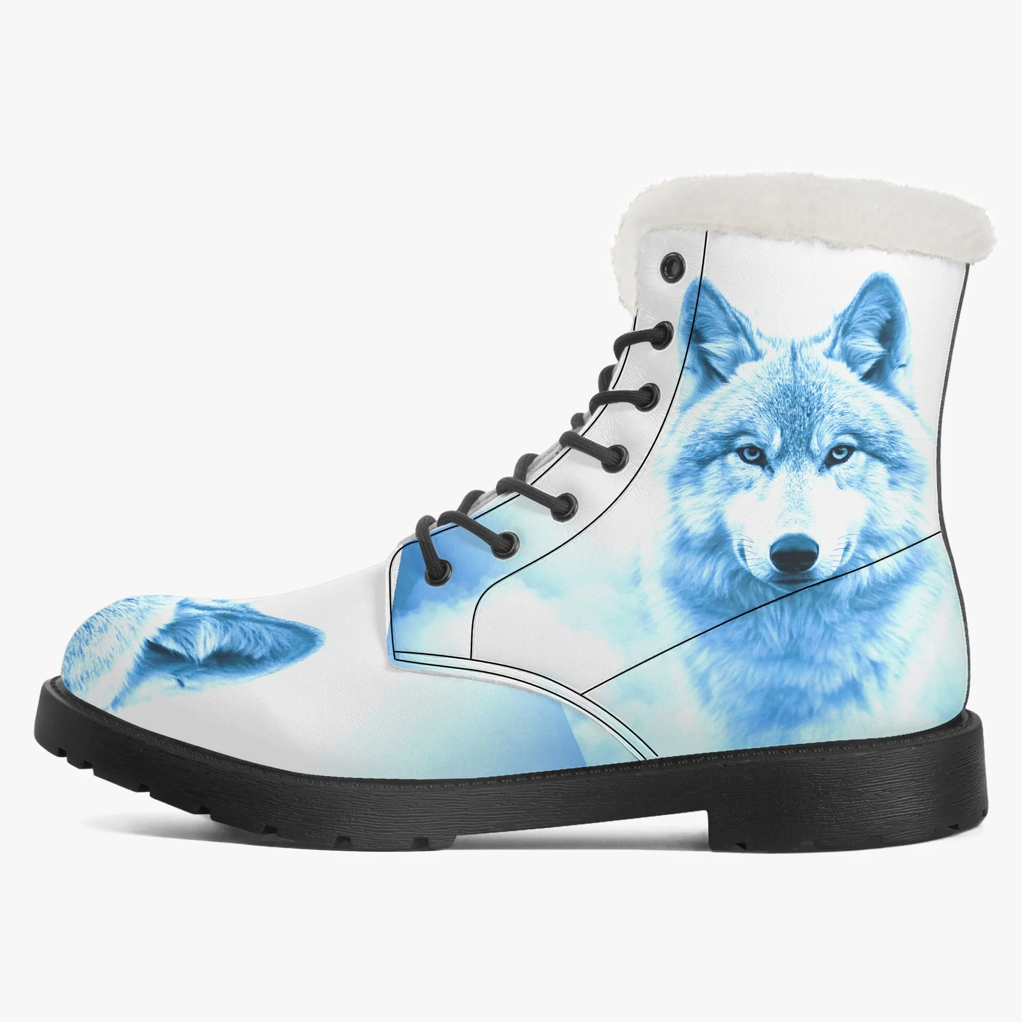 Hunting Wolf Faux Fur Leather Boots