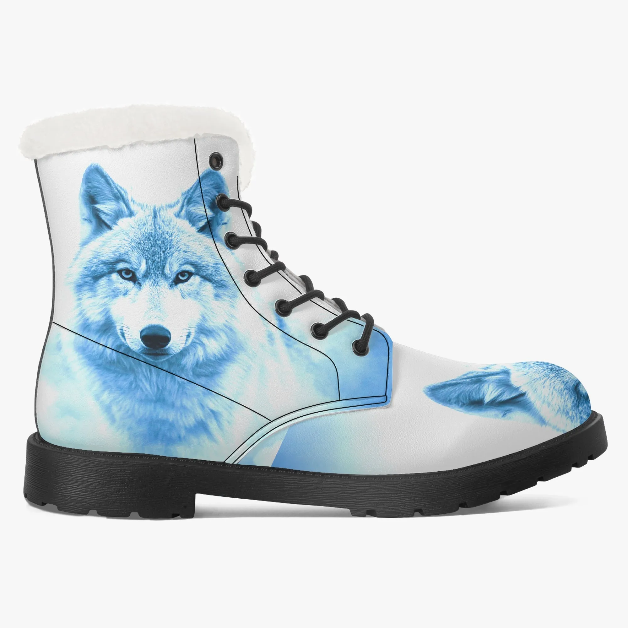 Hunting Wolf Faux Fur Leather Boots