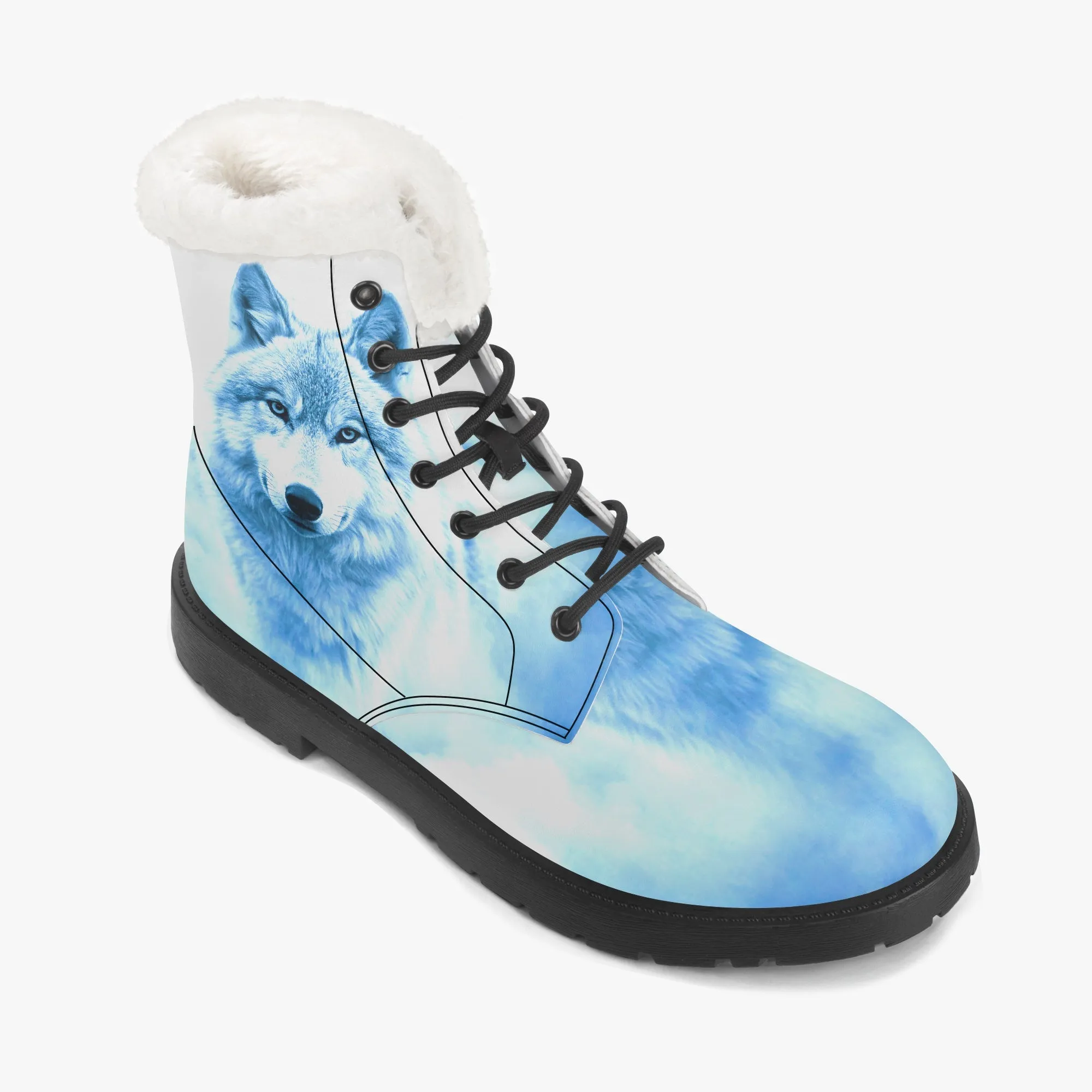 Hunting Wolf Faux Fur Leather Boots