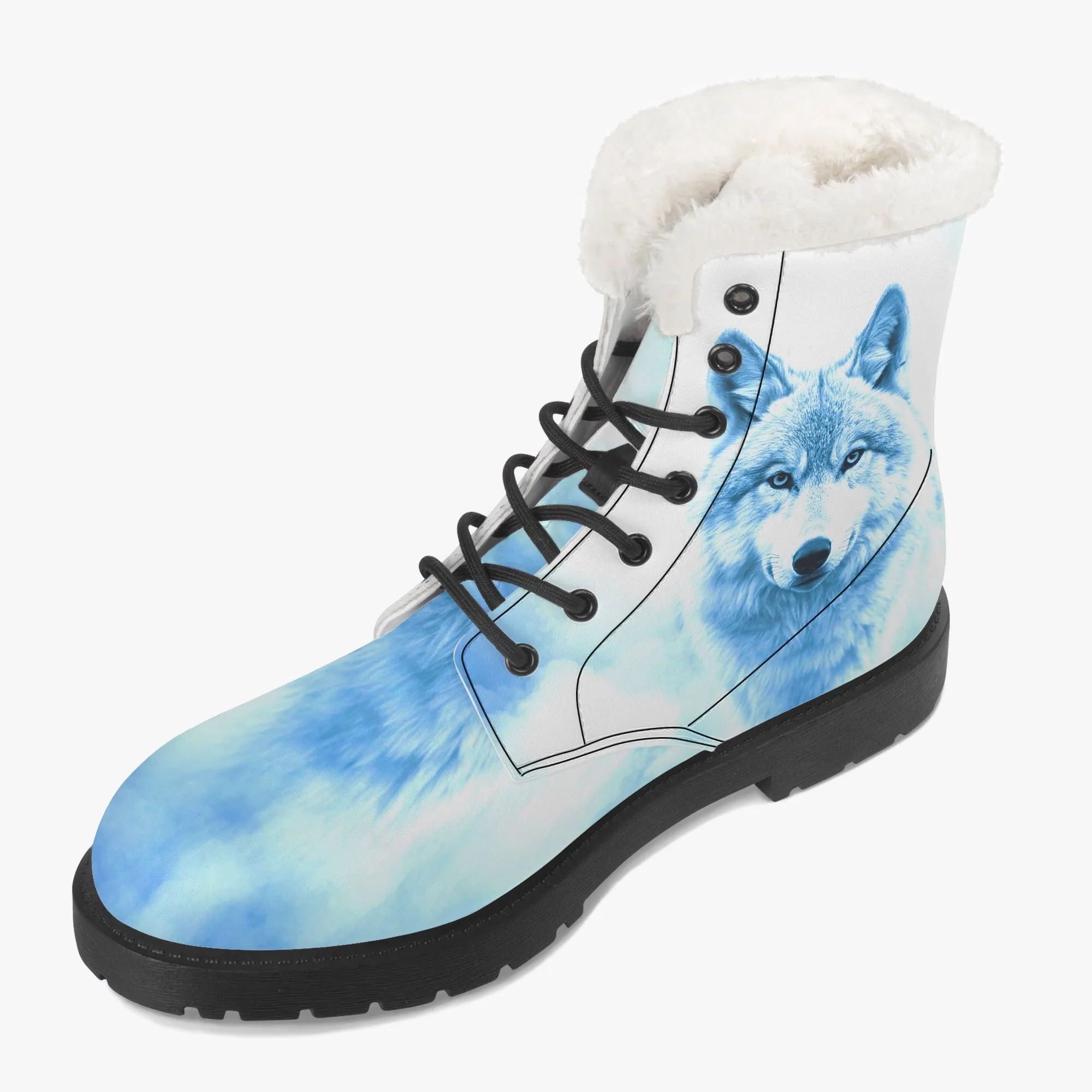 Hunting Wolf Faux Fur Leather Boots