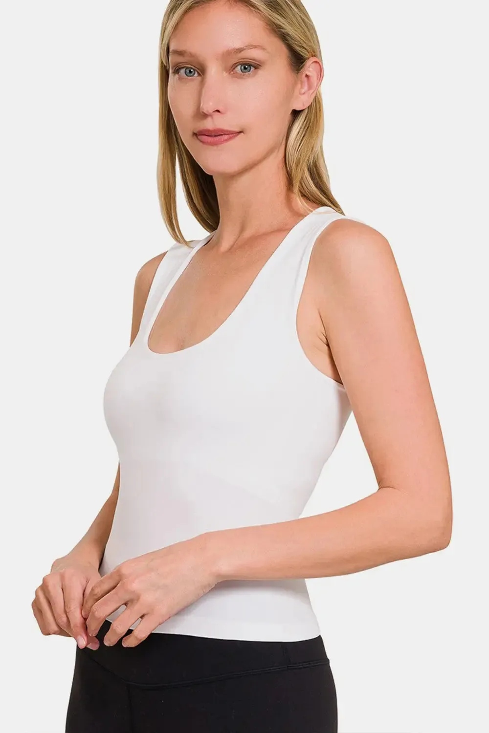 Liv White Cropped Padded Seamless Tank