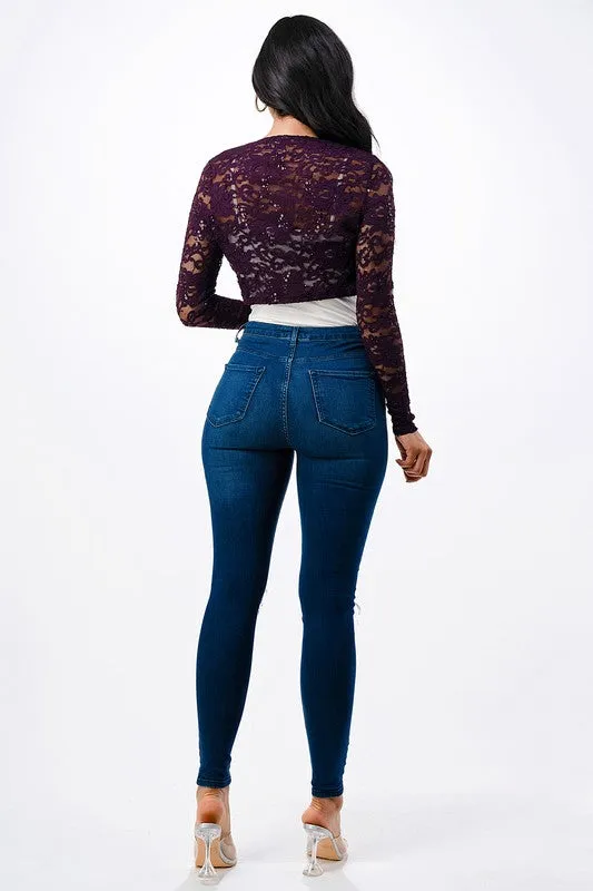 Long Sleeve Evening Lace Bolero