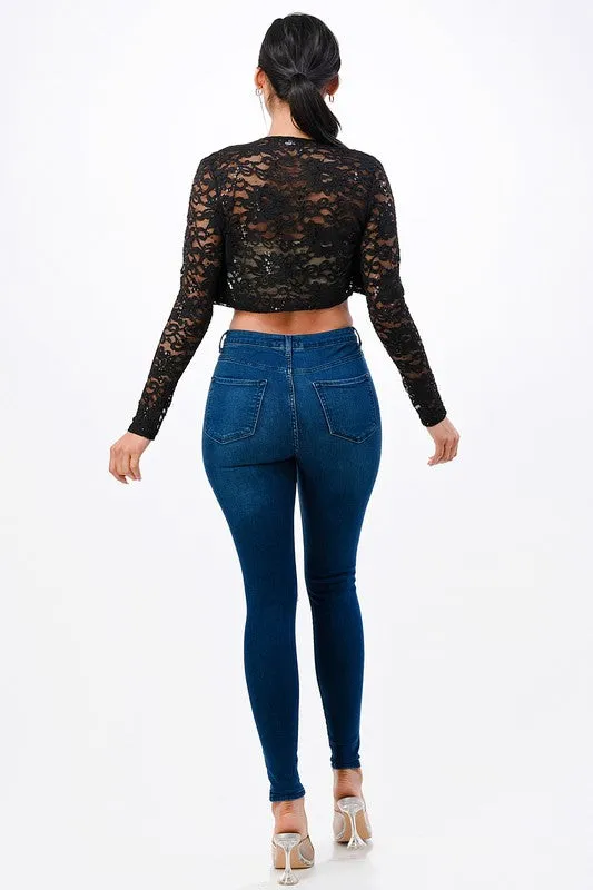 Long Sleeve Evening Lace Bolero