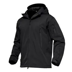 MAGCOMSEN Men's Hooded Tactical Jacket Water Resistant Soft Shell Fall Winter Coat