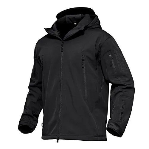 MAGCOMSEN Men's Hooded Tactical Jacket Water Resistant Soft Shell Fall Winter Coat