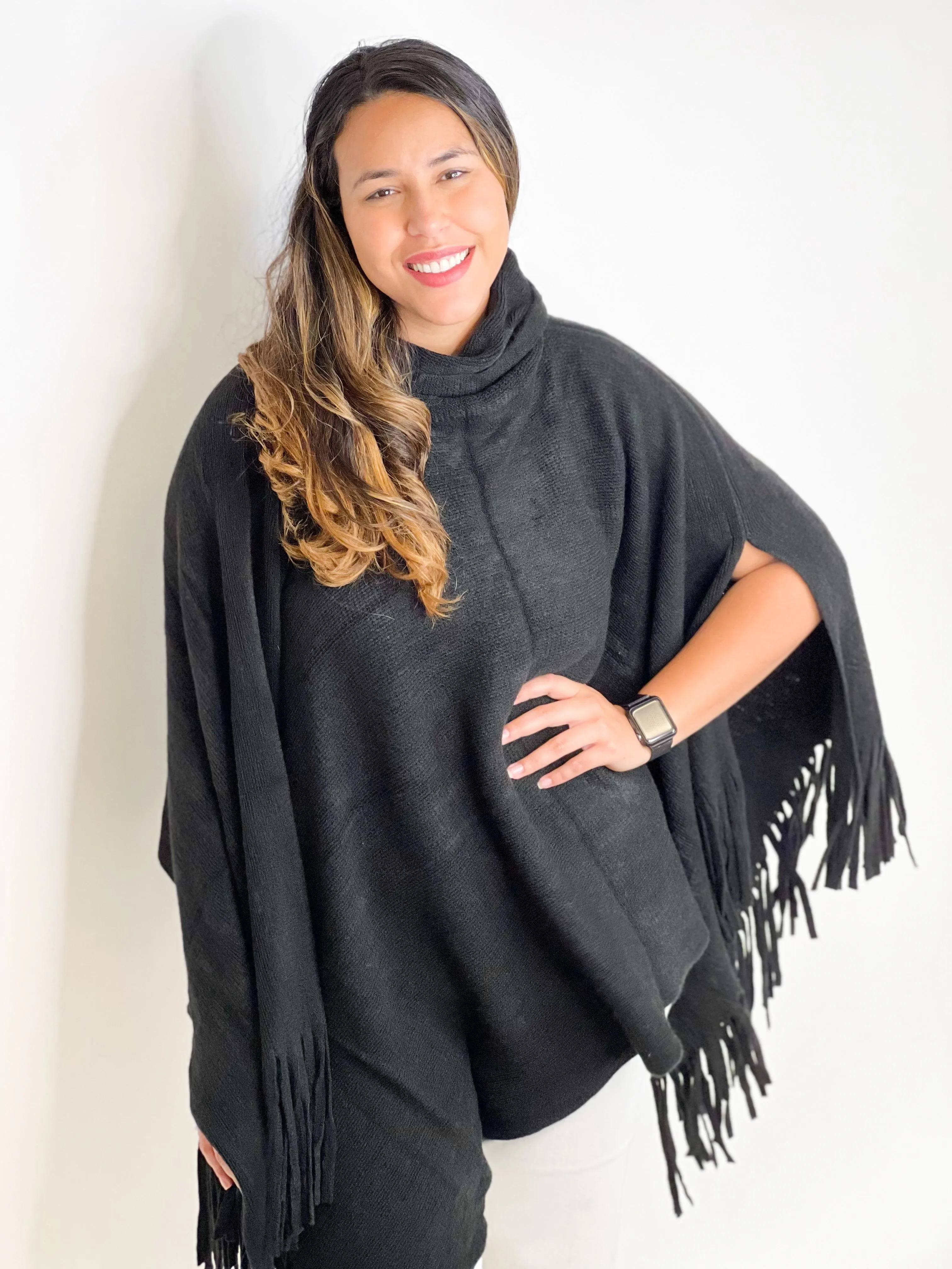 #N565 FRINGE FORWARD PONCHO
