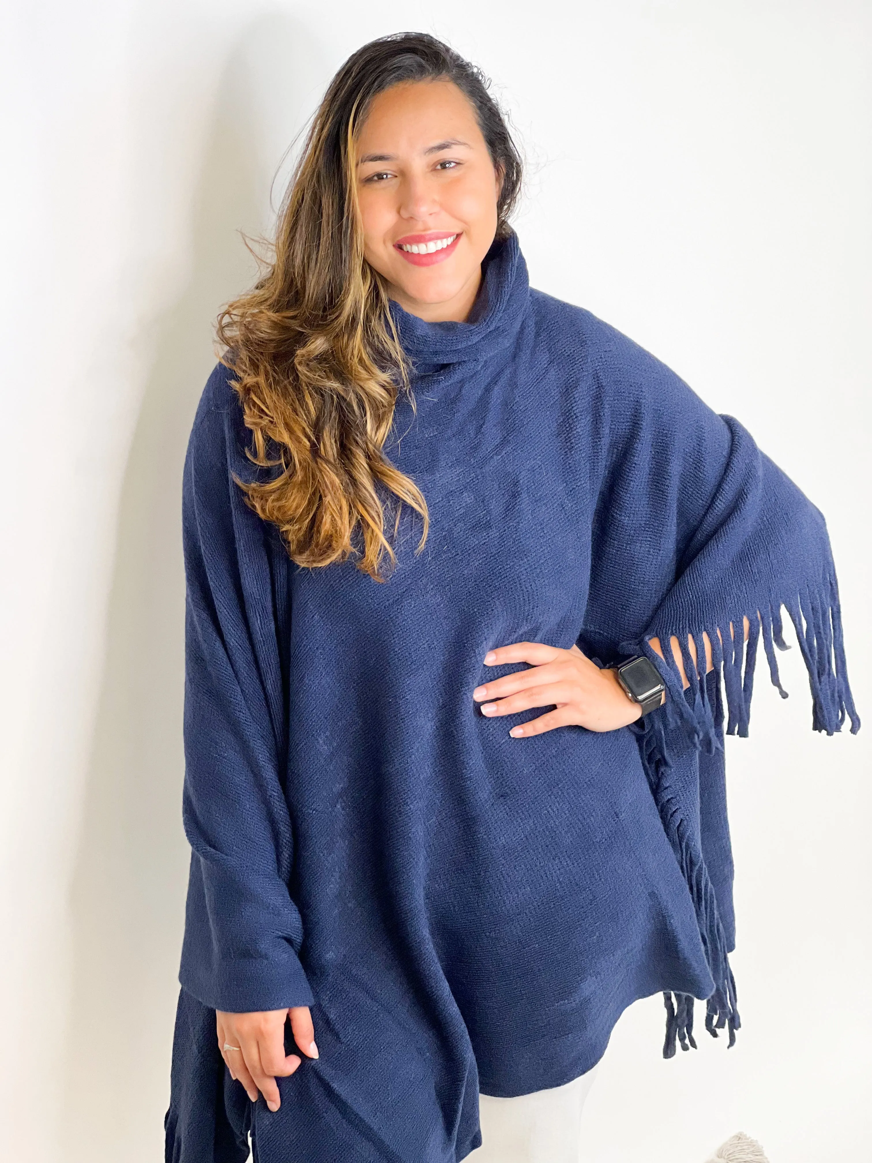 #N565 FRINGE FORWARD PONCHO