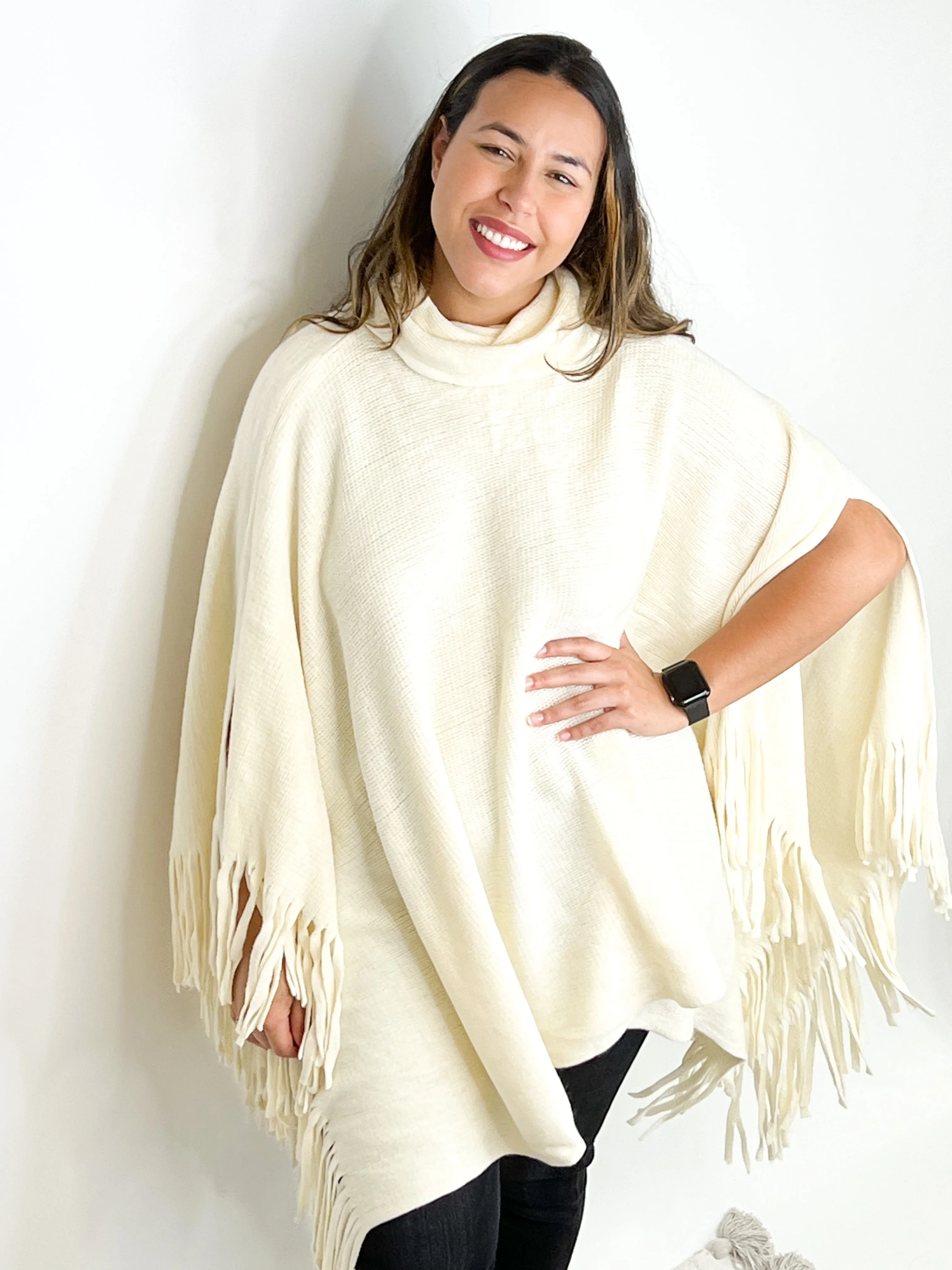 #N565 FRINGE FORWARD PONCHO