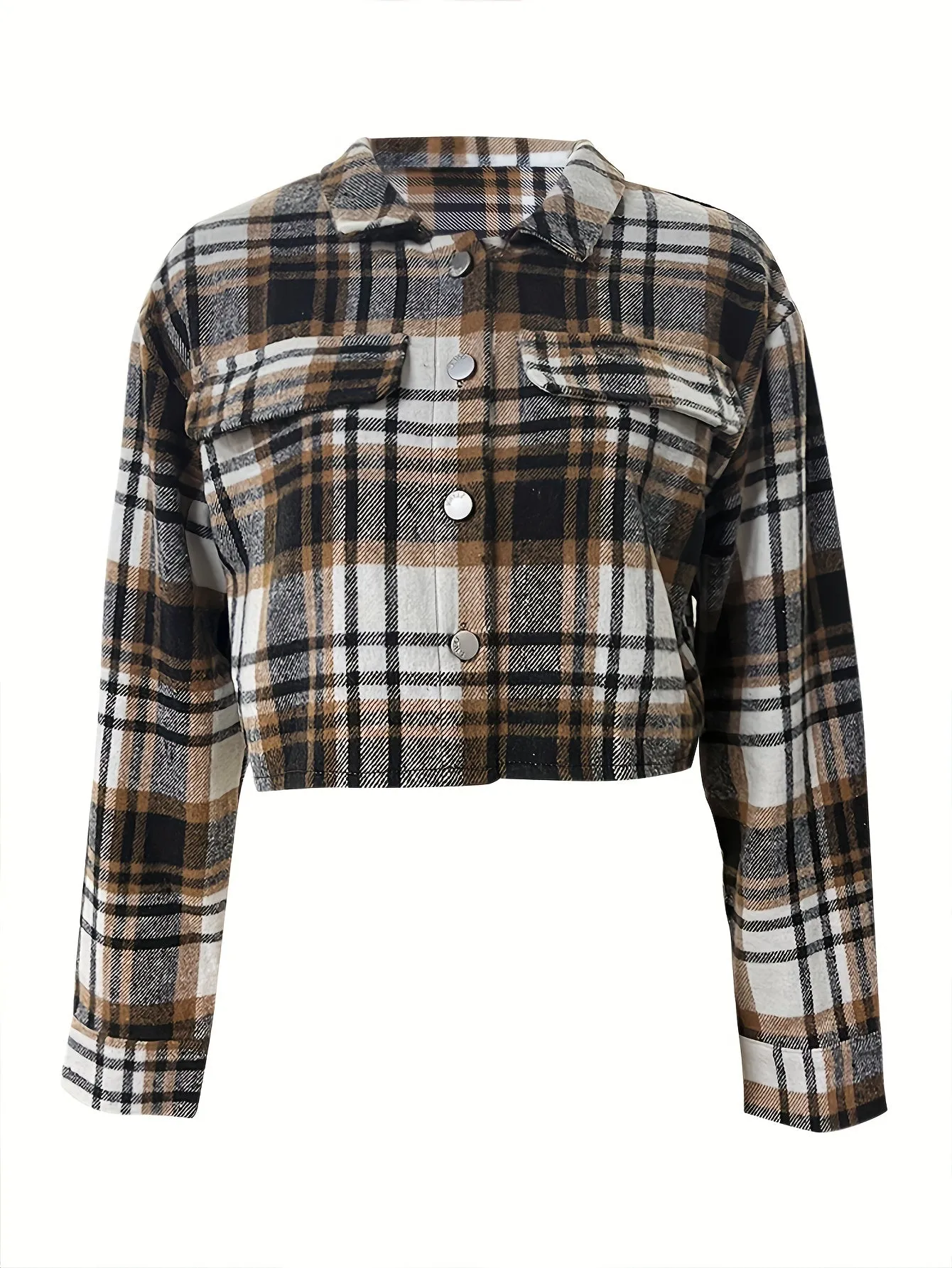 Plaid Print Cropped Jacket ER8547