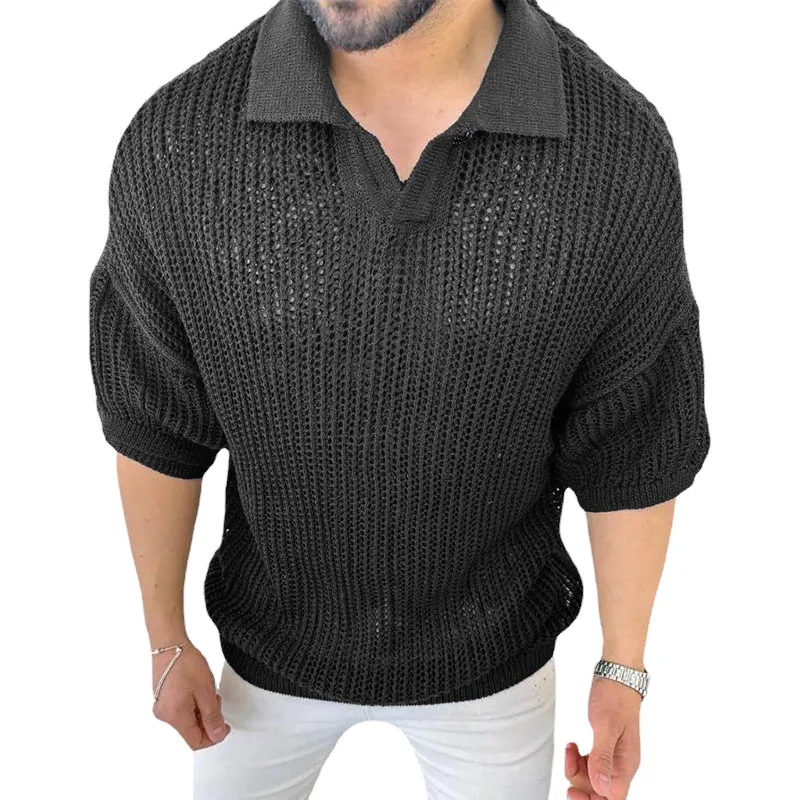 Pologize™ Casual Hollow Knitted Solid Color Sweatshirt