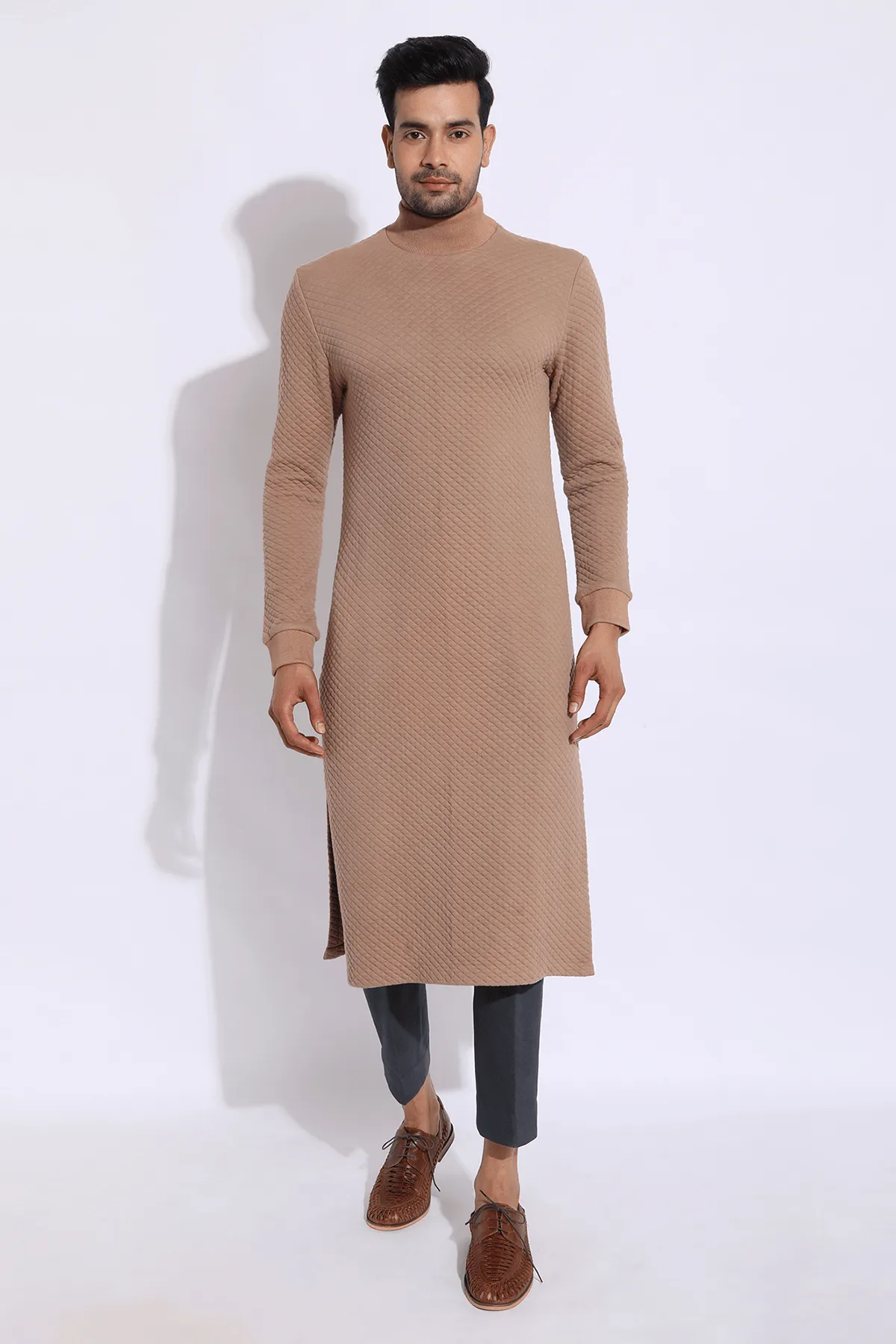 Quilted Polo Neck Kurta
