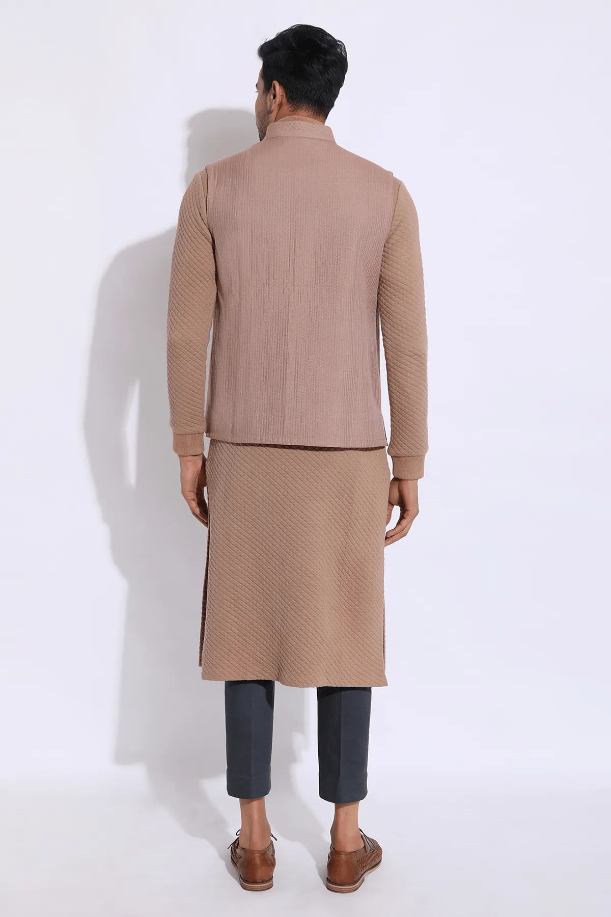 Quilted Polo Neck Kurta