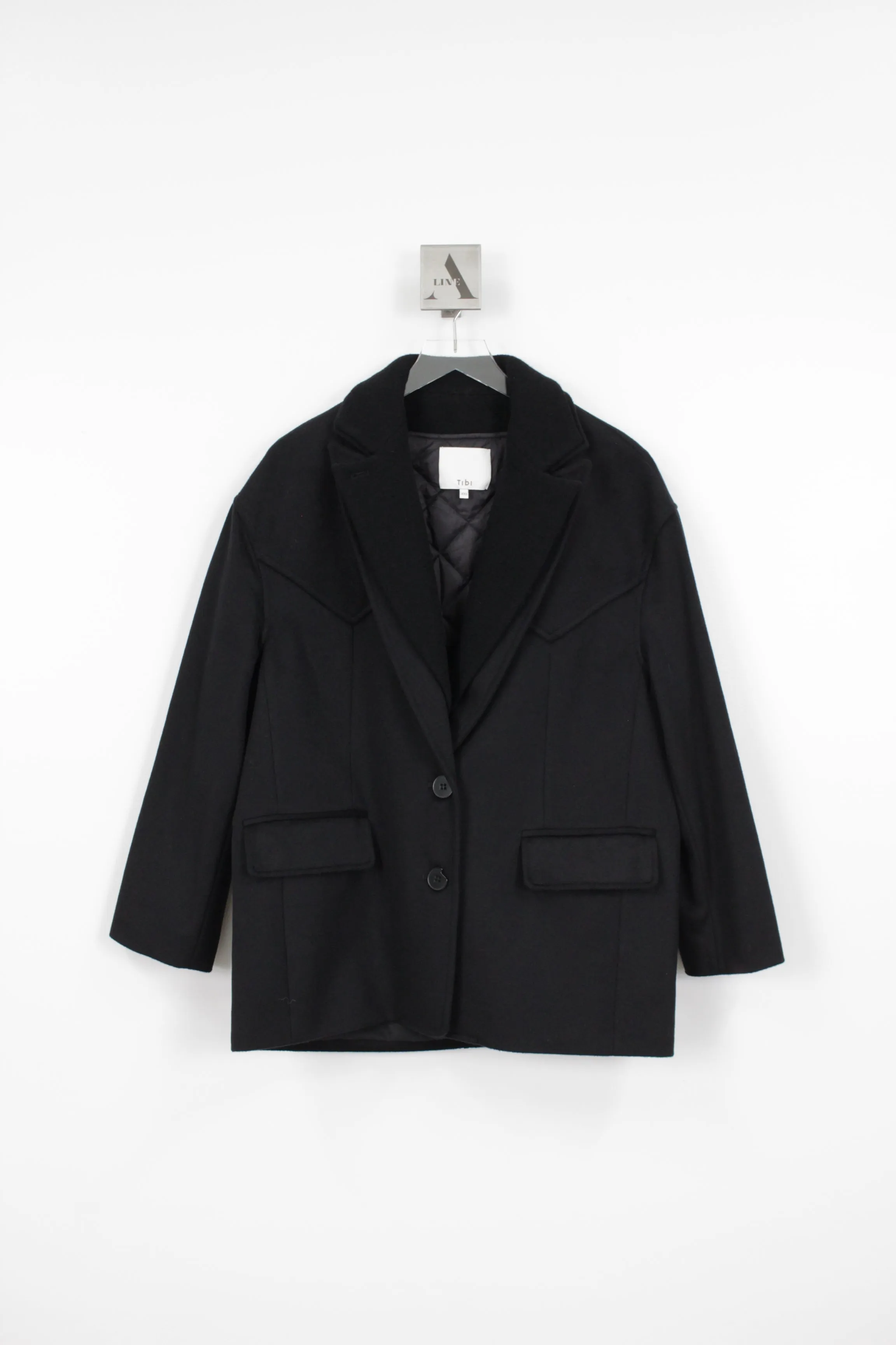RECYCLED WOOL CASHMERE DBL COLLAR LIAM COAT JACKET
