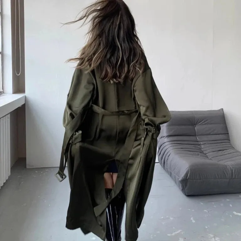 Rochelle Satin Puff Sleeve Trench Coat