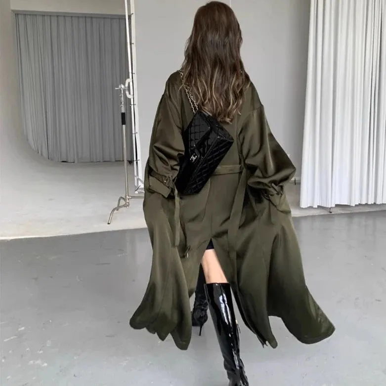 Rochelle Satin Puff Sleeve Trench Coat