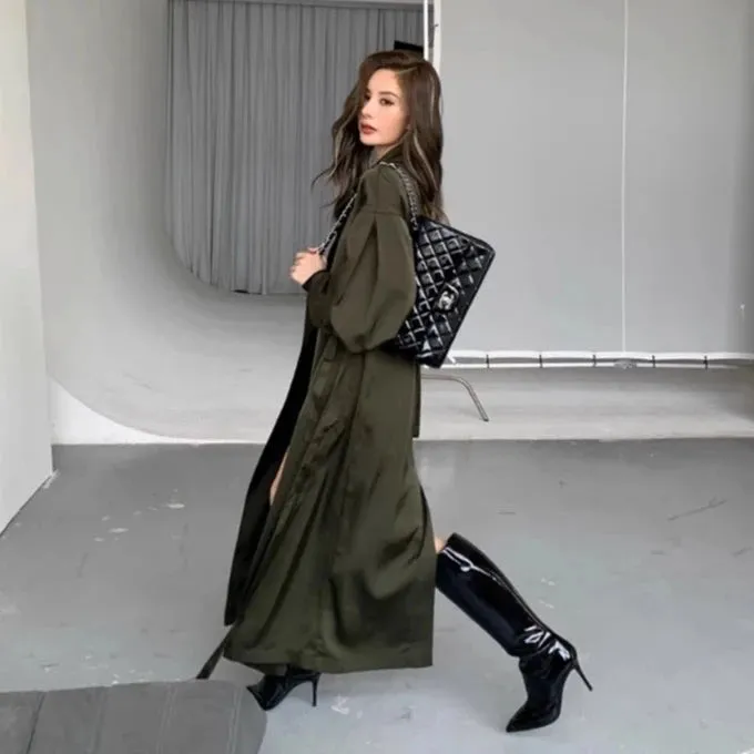 Rochelle Satin Puff Sleeve Trench Coat