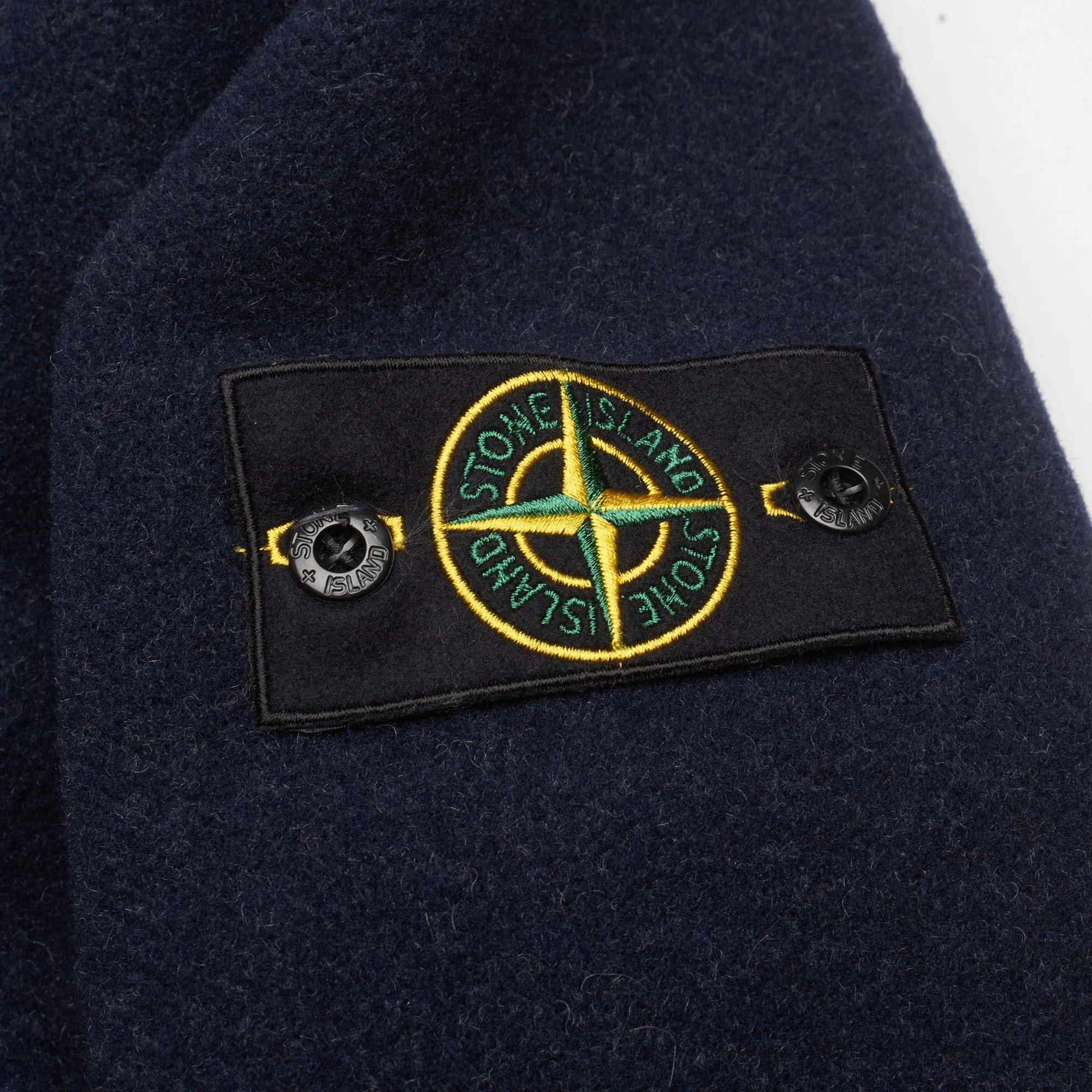 STONE ISLAND PANNO JACQUARD Navy Blue Wool Pea Coat NEW Logo Patch