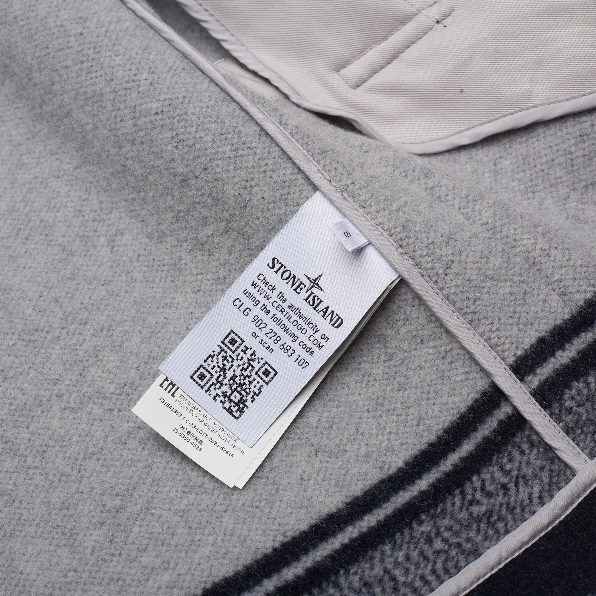 STONE ISLAND PANNO JACQUARD Navy Blue Wool Pea Coat NEW Logo Patch