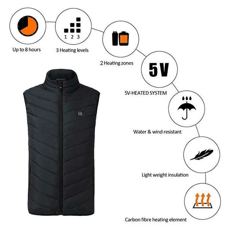 Unisex Heated Vest USB Electric Winter Body Warmer Jacket