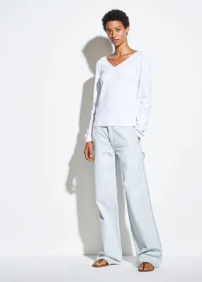 VINCE - Double Vee Pullover in Optic White