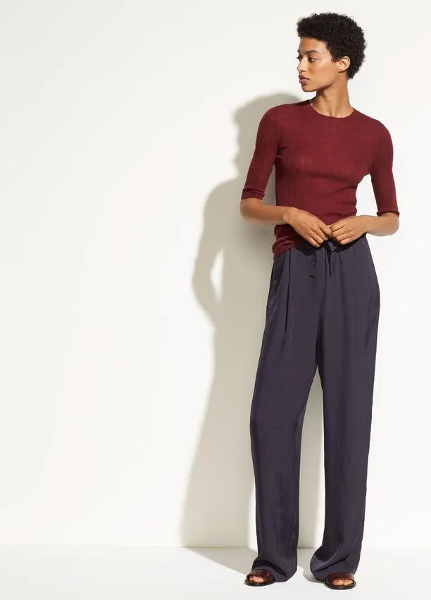 Vince - Shrunken Mock Neck Pullover Merlot