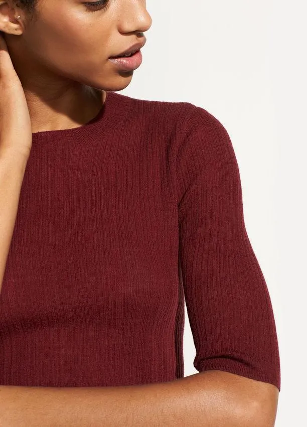 Vince - Shrunken Mock Neck Pullover Merlot