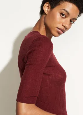 Vince - Shrunken Mock Neck Pullover Merlot
