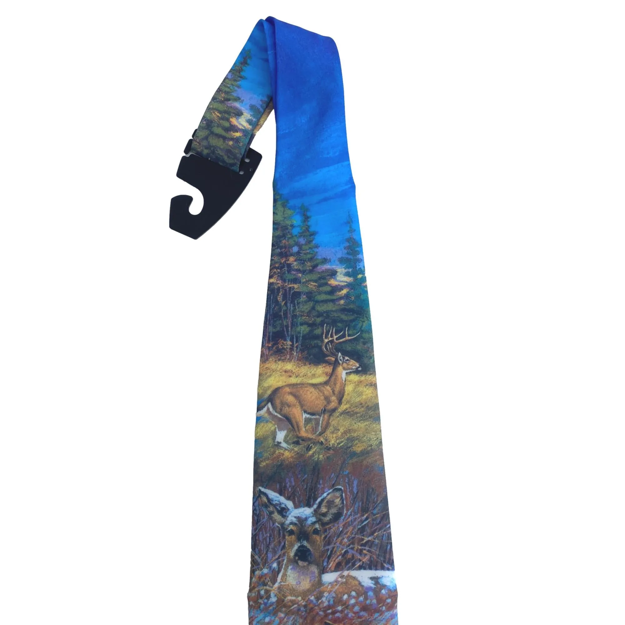 Whitetail Deer Design Sportsman Tie - Hand Finished Colorful Wildlife Dress Necktie