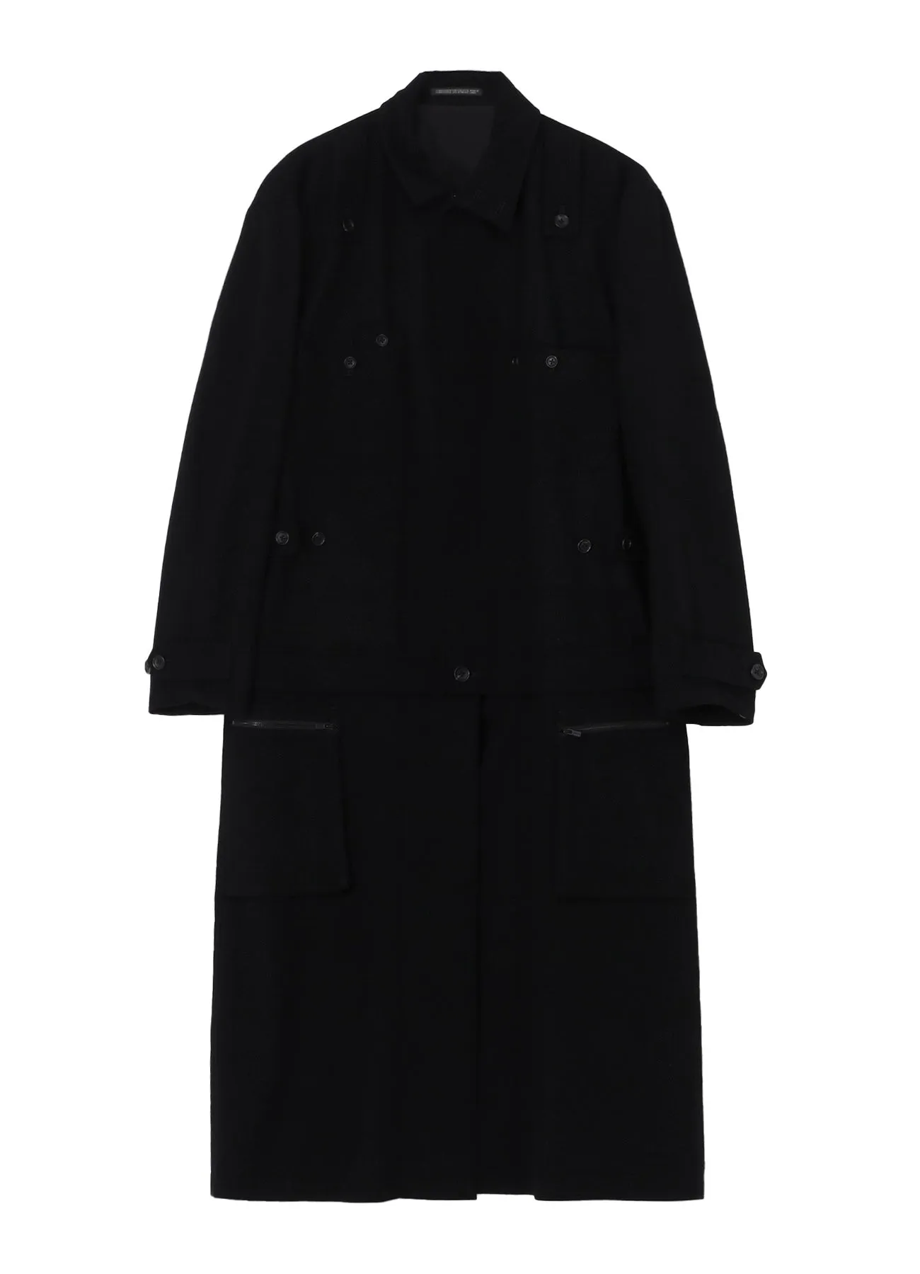 WOOL FLANNEL DETACHABLE ZIPPER COAT