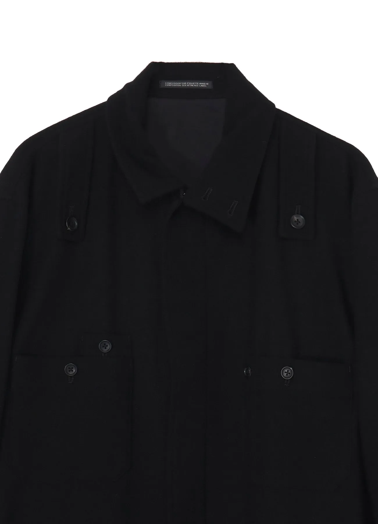 WOOL FLANNEL DETACHABLE ZIPPER COAT