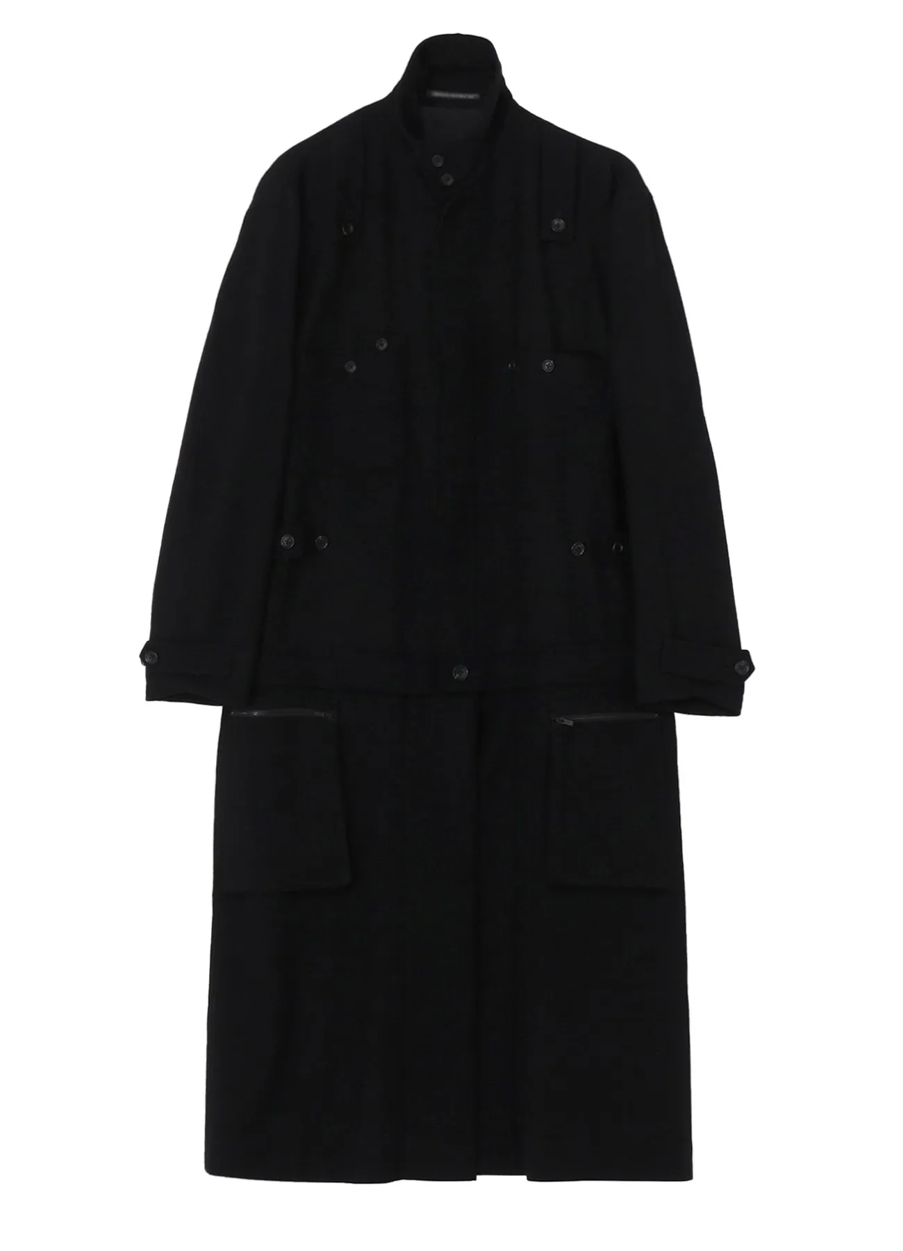 WOOL FLANNEL DETACHABLE ZIPPER COAT